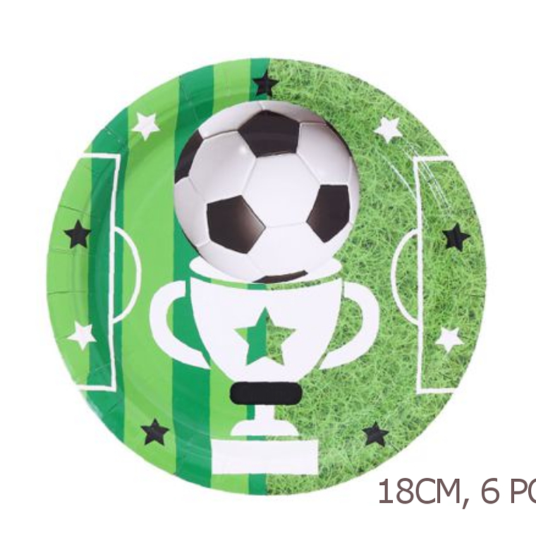FESTA FUTEBOL VERDE PRATO DE PAPEL 18CM 6PCS 1
