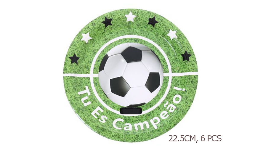 FESTA FUTEBOL VERDE PRATO DE PAPEL 22.5CM 6PCS 1