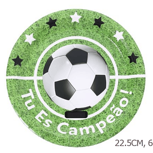 FESTA FUTEBOL VERDE PRATO DE PAPEL 22.5CM 6PCS