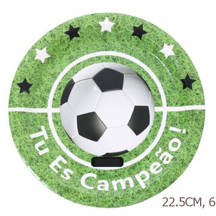 FESTA FUTEBOL VERDE PRATO DE PAPEL 22.5CM 6PCS 1