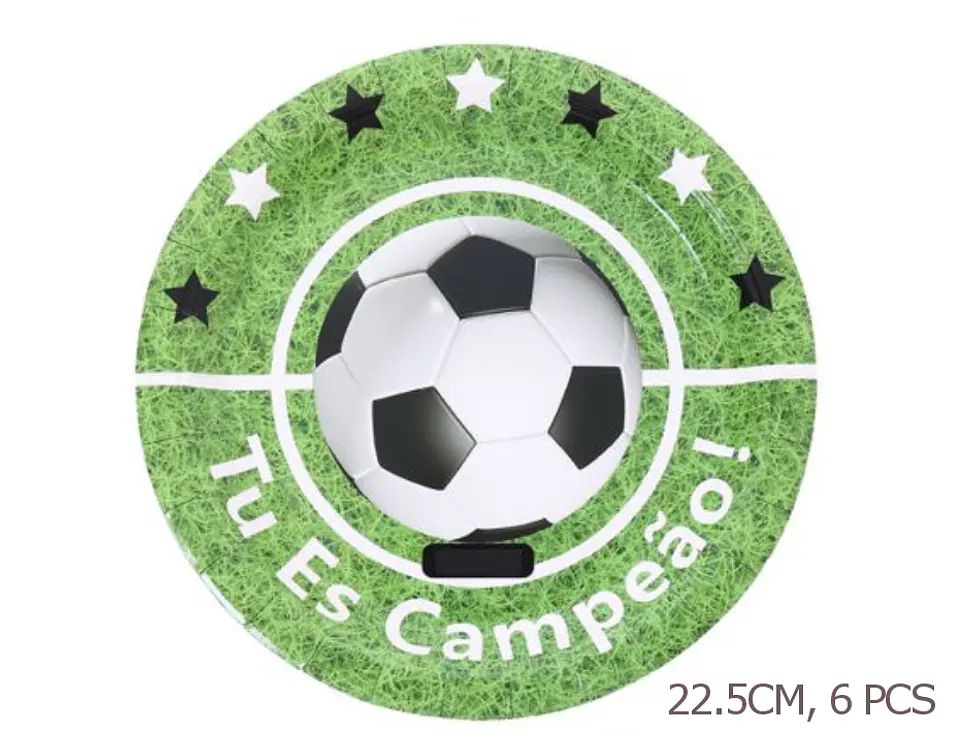 Festa Futebol verde prato de papel 22.5cm 6pcs 1