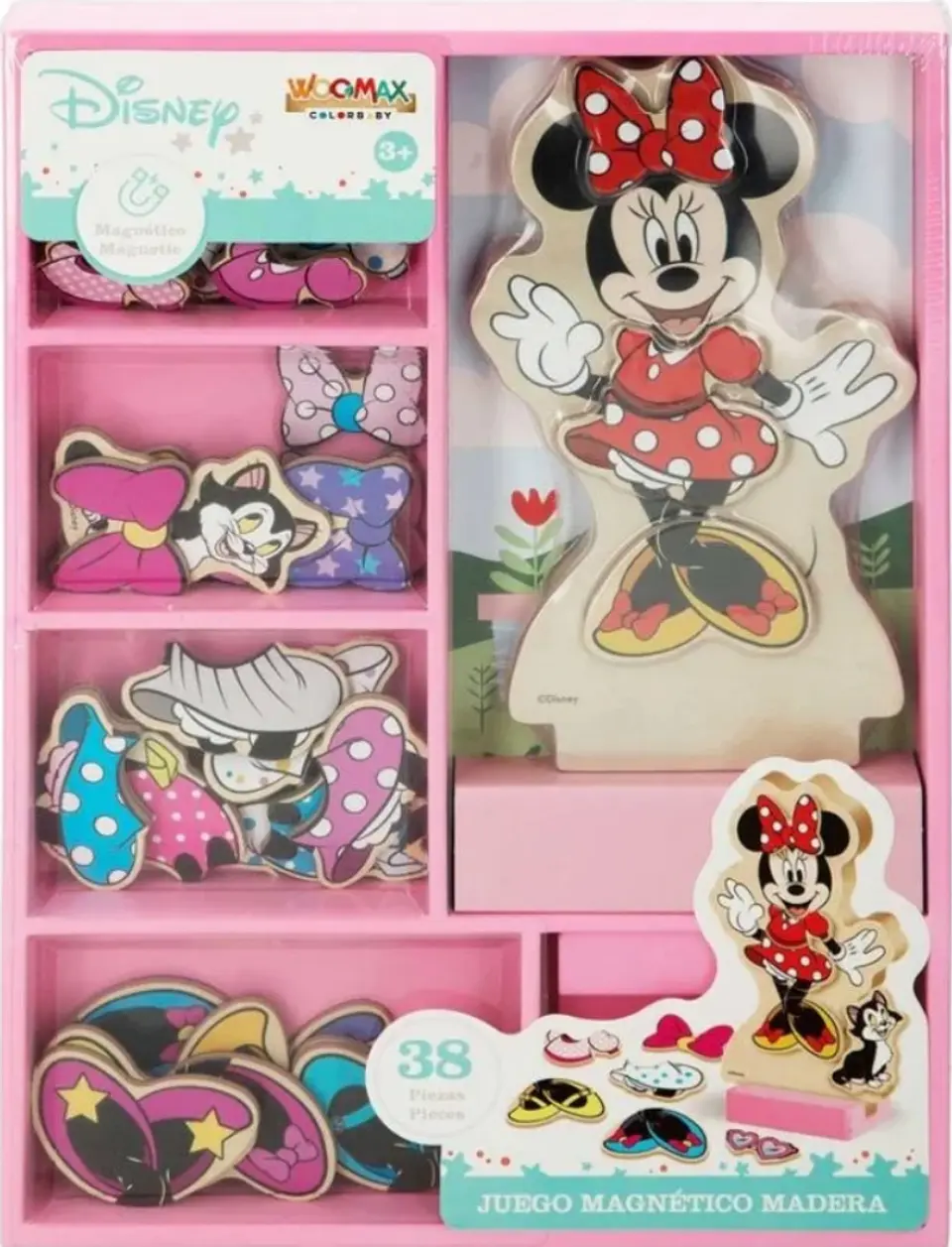 Brinquedo madeira Minnie imans 38pcs +3A ref.48727 2