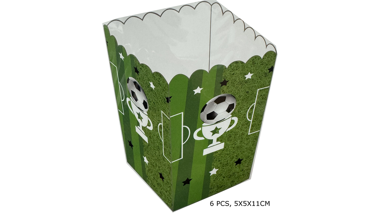 FESTA FUTEBOL VERDE CAIXA DE PIPOCAS 6PCS 5X5X11CM 1