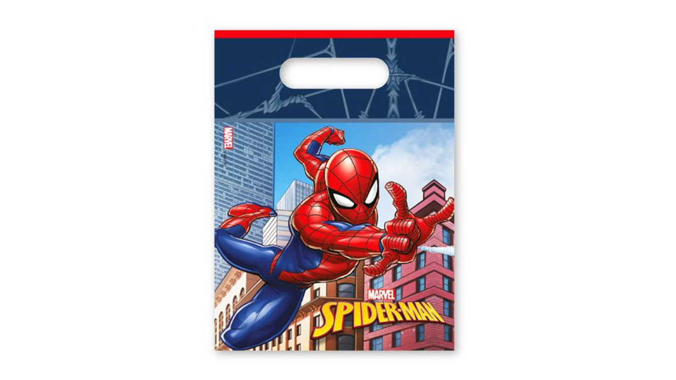FESTA HOMEM ARANHA SACO PLASTICO 6PCS 16.5X23CM 1