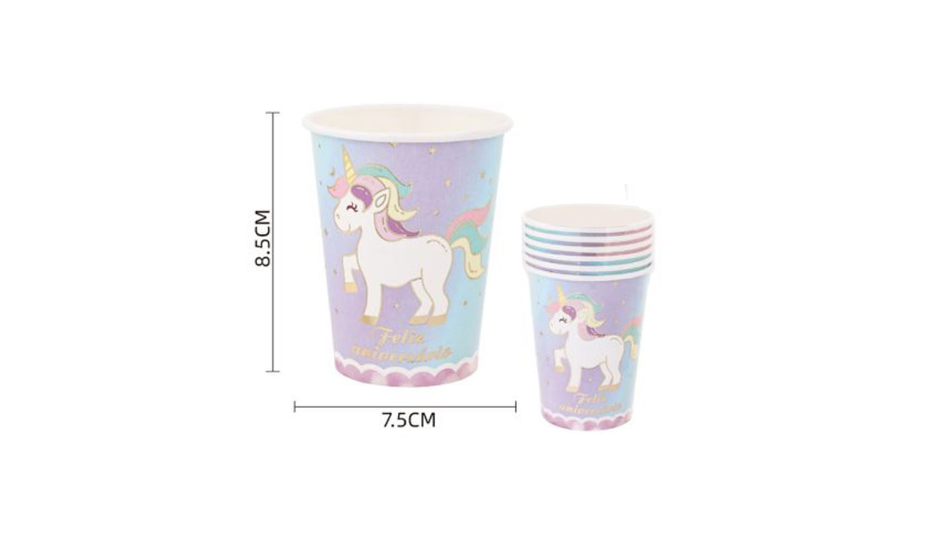 FESTA UNICORNIO COPO PAPEL 6PCS 250ML 1