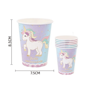 FESTA UNICORNIO COPO PAPEL 6PCS 250ML