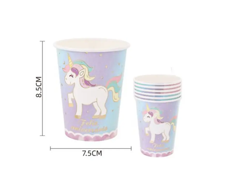 Festa Unicornio copo de papel 6pcs 250ml 1