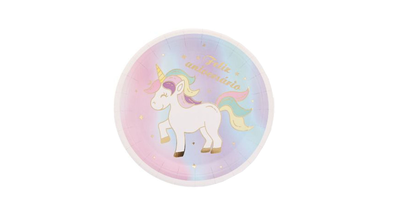 FESTA UNICORNIO PRATO PAPEL 6PCS 18CM 1