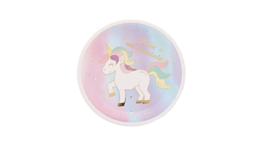 FESTA UNICORNIO PRATO PAPEL 6PCS 18CM 1
