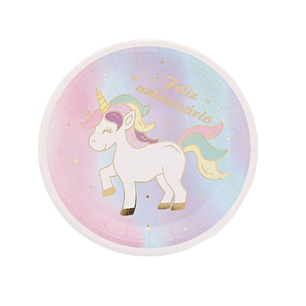 FESTA UNICORNIO PRATO PAPEL 6PCS 18CM