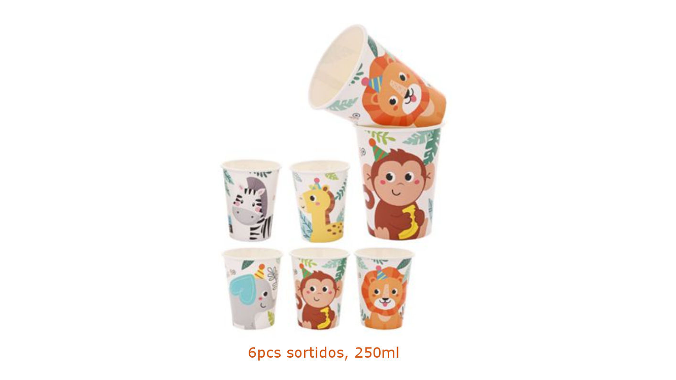 FESTA ANIMAIS COPO PAPEL 6PCS 250ML 1
