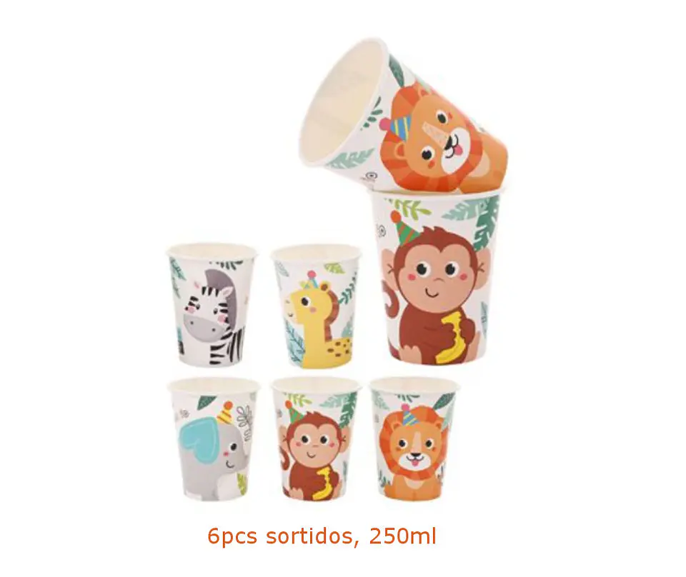 Festa Animais copo de papel 6pcs 250ml 1