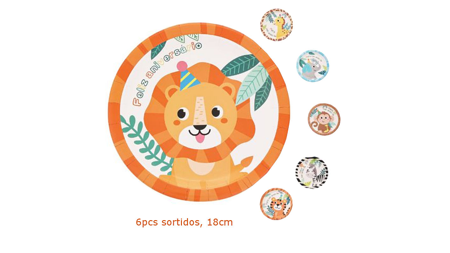 FESTA ANIMAIS PRATO PAPEL 6PCS 18CM 1