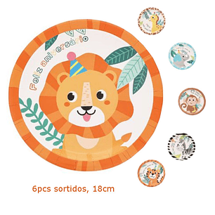 FESTA ANIMAIS PRATO PAPEL 6PCS 18CM