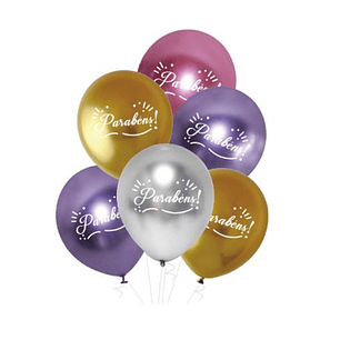 KIT BALAO 6PCS 30CM METALIZADO