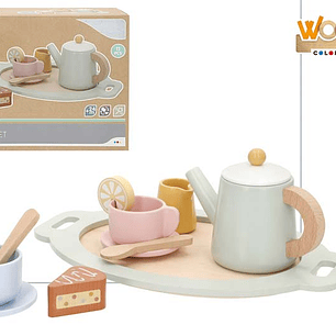 BRINQUEDO SERVICO DE CHA MADEIRA 11PCS +24M REF.39243