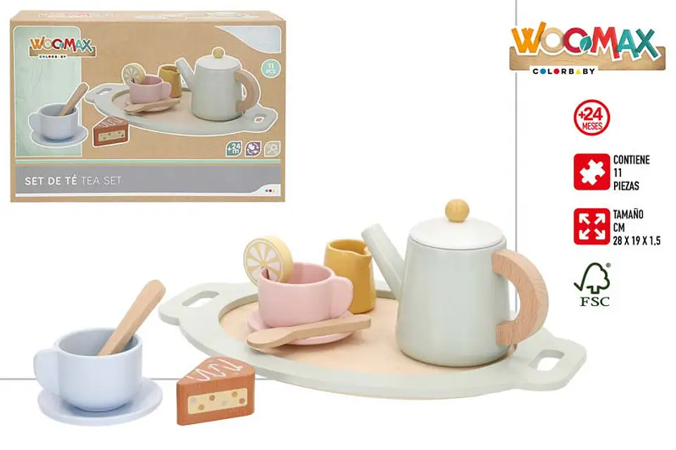 Brinquedo servico de cha madeira 11pcs +24M ref.39243 1