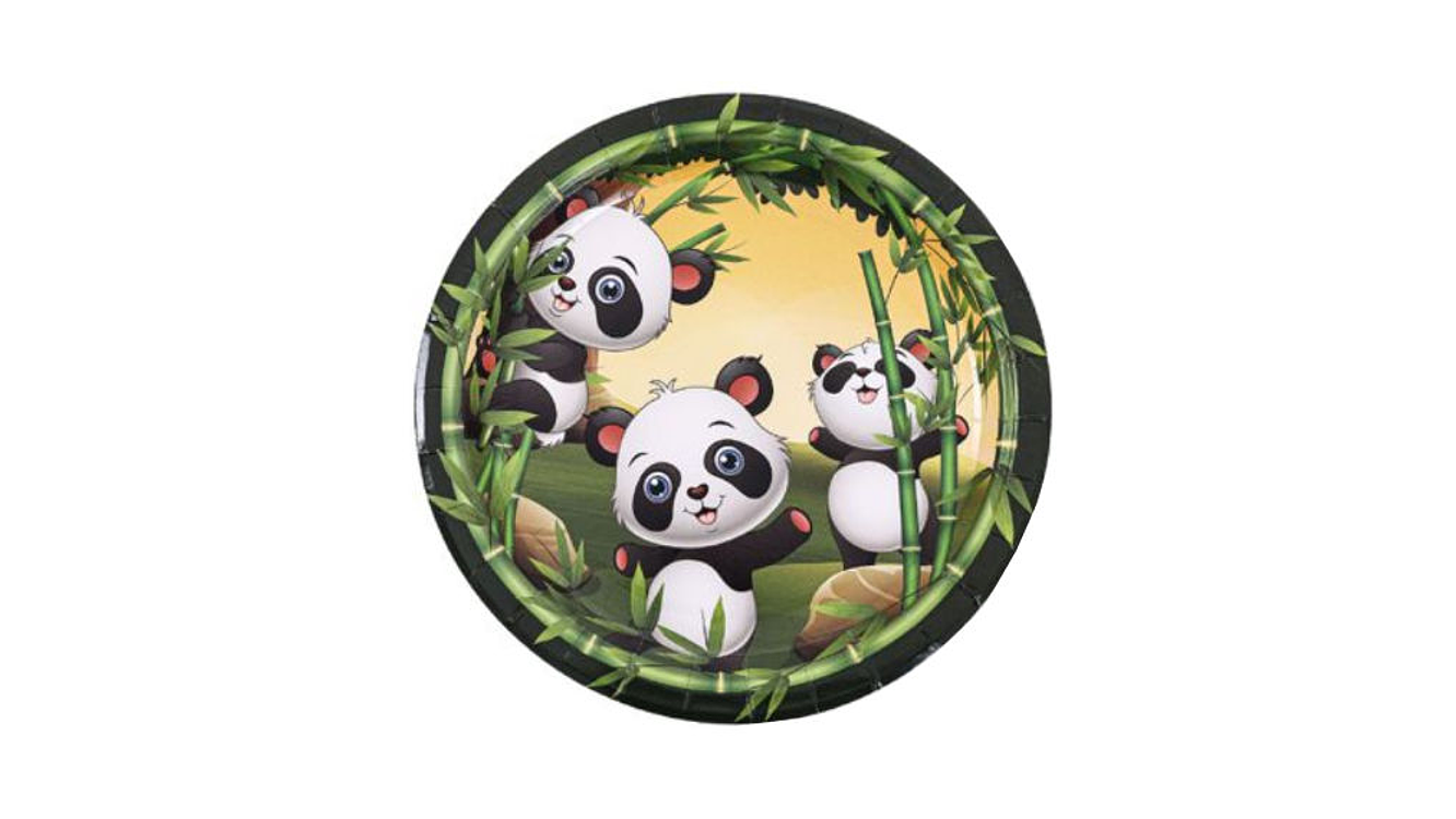 Festa panda prato papel 6pcs 18cm 1