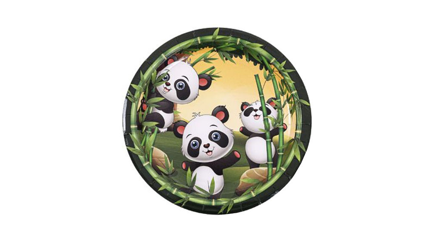 Festa panda prato papel 6pcs 18cm 1