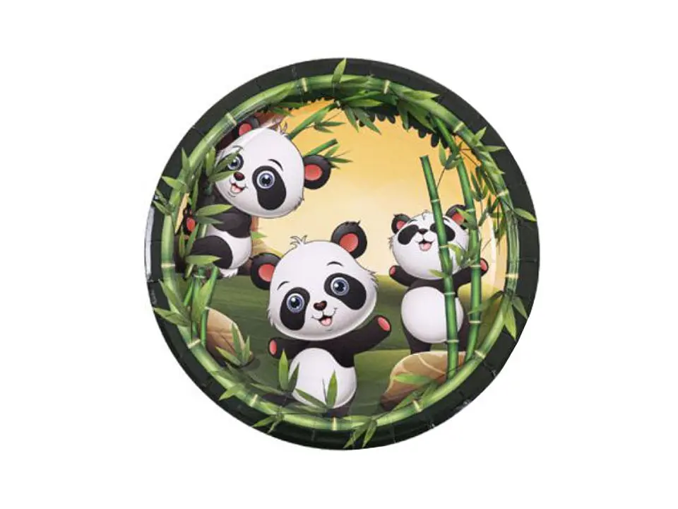 Festa Panda prato de papel 6pcs 18cm 1