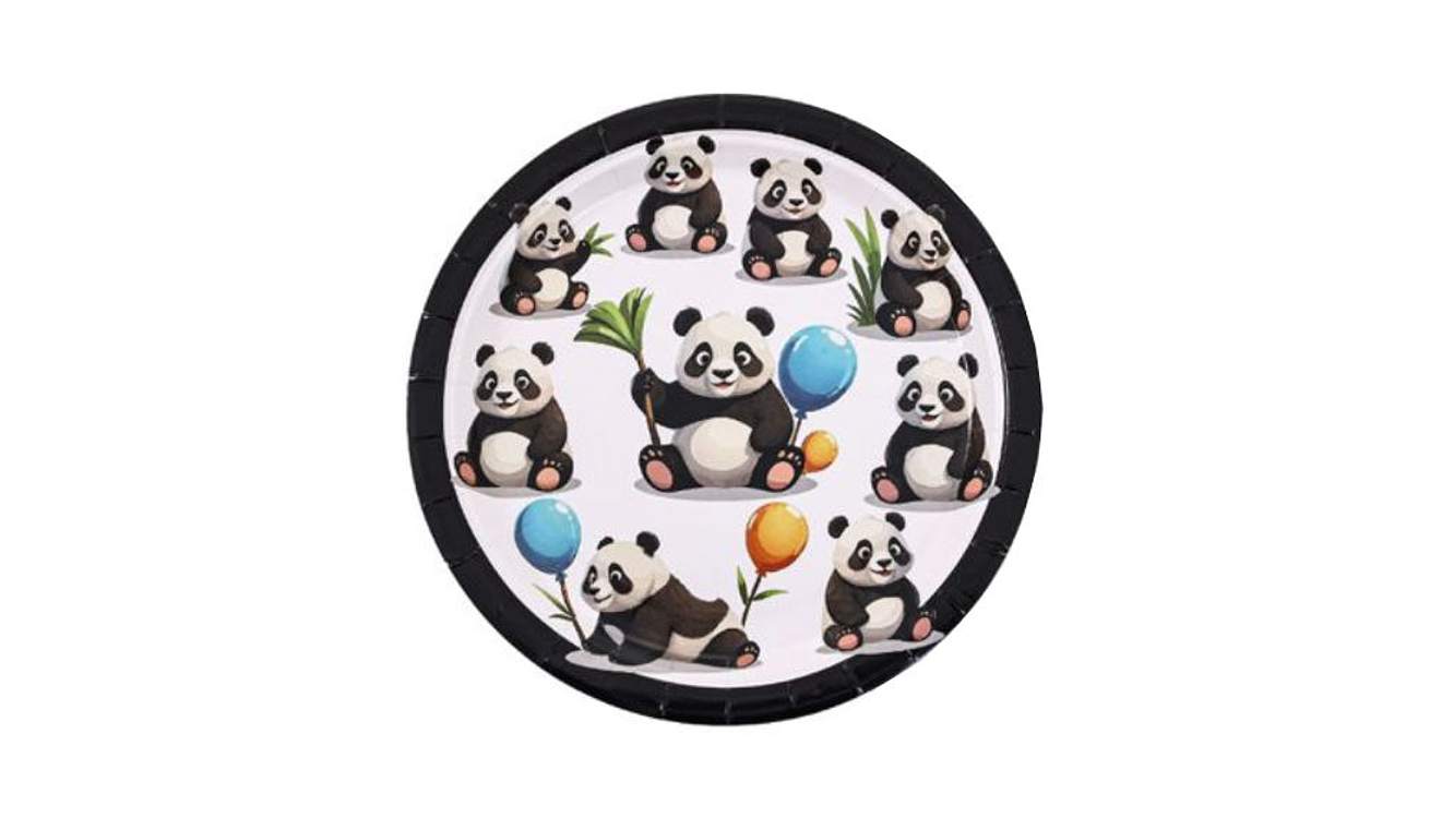 Festa panda prato papel 6pcs 18cm 1