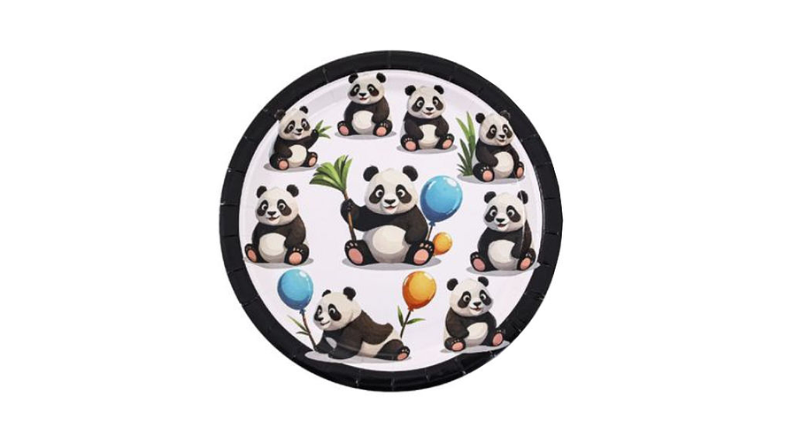 Festa panda prato papel 6pcs 18cm 1