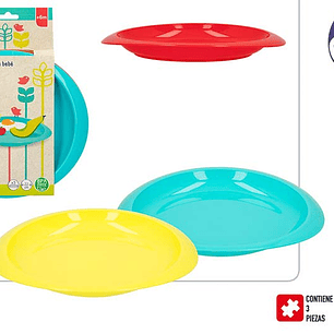 Prato plastico 3pcs 22cm para bebe +6m ref.71351