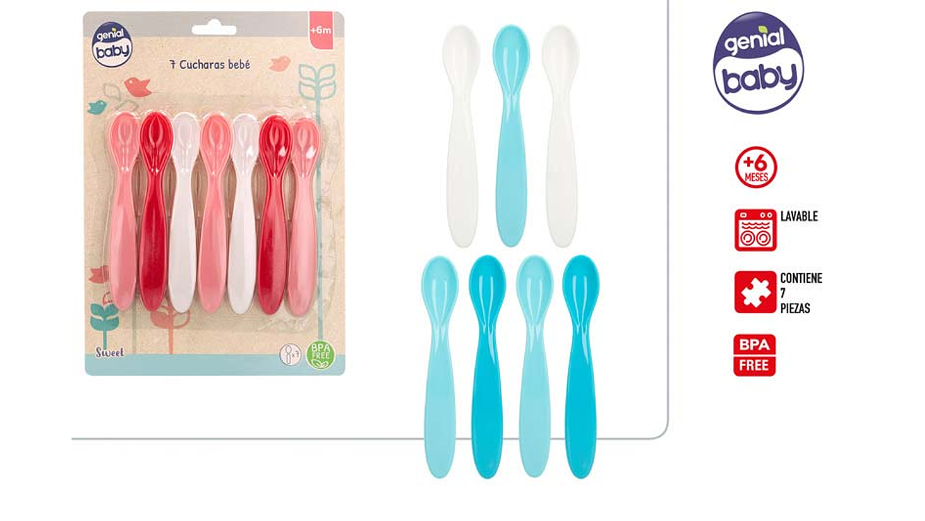 Colher plastico para bebe 7pcs +6m ref.71369 1