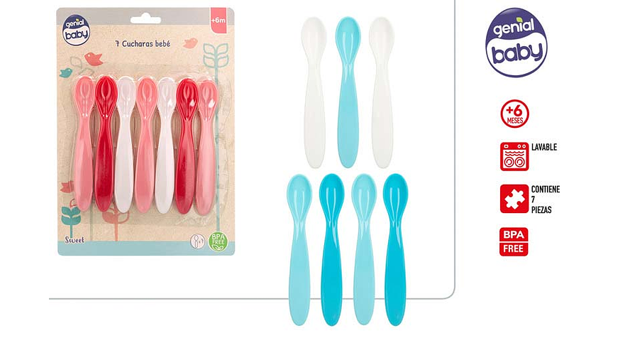 Colher plastico para bebe 7pcs +6m ref.71369 1