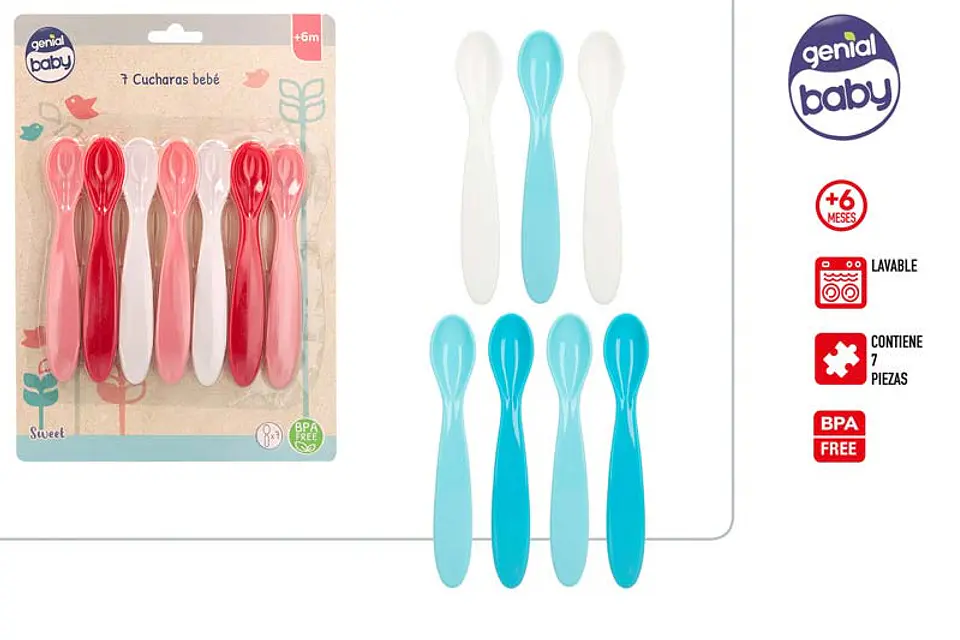 Colher plastico para bebé 7pcs +6M ref.71369 1