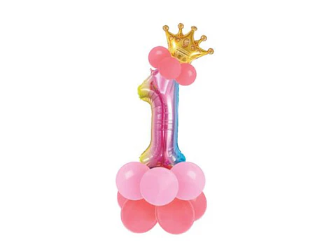 Conjunto de balão número 1 e balões coloridos 19pcs com 120cm de altura total em conjunto