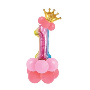 Conjunto de balão número 1 e balões coloridos 19pcs com 120cm de altura total em conjunto