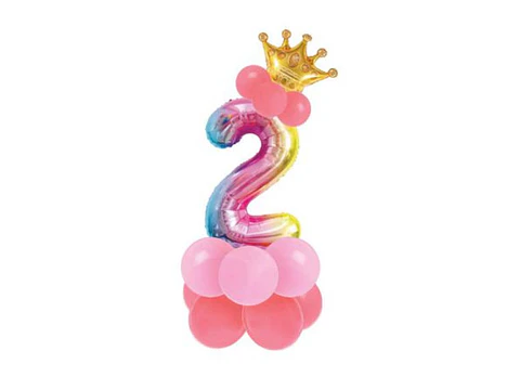 Conjunto de balão número 2 e balões coloridos 19pcs com 120cm de altura total em conjunto