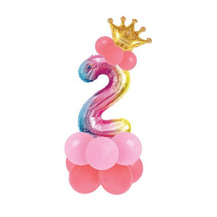 Conjunto de balão número 2 e balões coloridos 19pcs com 120cm de altura total em conjunto