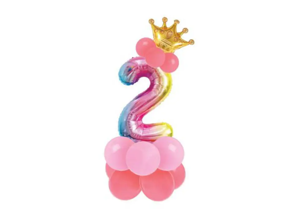 Conjunto de balão número 2 e balões coloridos 19pcs com 120cm de altura total em conjunto 1