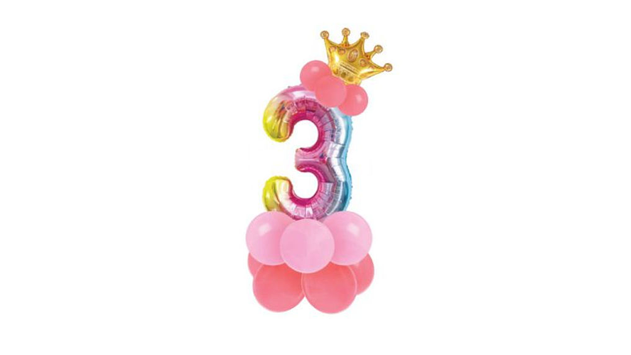 Conjunto de balão número 3 e balões coloridos 19pcs com 120cm de altura total em conjunto 1