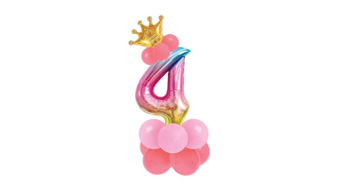 Conjunto de balão número 4 e balões coloridos 19pcs com 120cm de altura total em conjunto 1