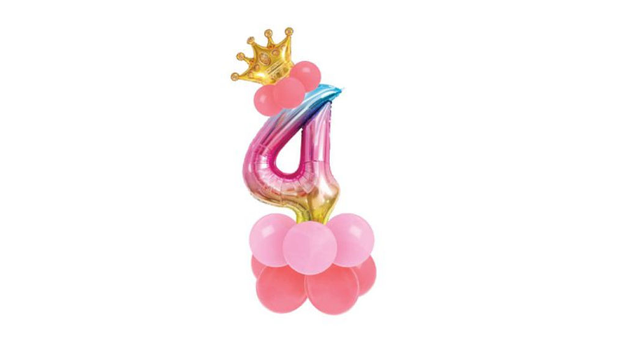 Conjunto de balão número 4 e balões coloridos 19pcs com 120cm de altura total em conjunto 1