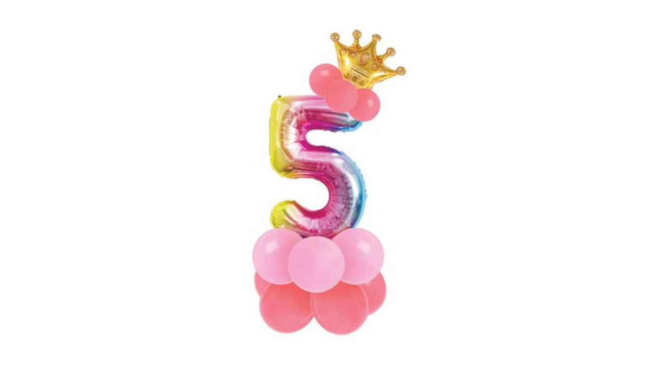 Conjunto de balão número 5 e balões coloridos 19pcs com 120cm de altura total em conjunto 1