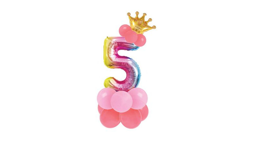 Conjunto de balão número 5 e balões coloridos 19pcs com 120cm de altura total em conjunto 1