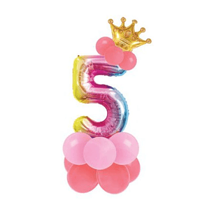 Conjunto de balão número 5 e balões coloridos 19pcs com 120cm de altura total em conjunto