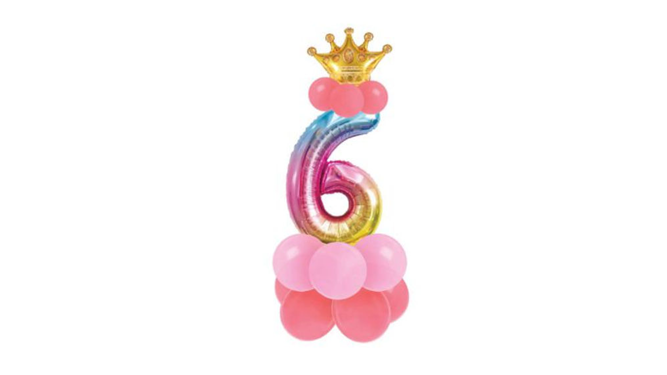 Conjunto de balão número 6 e balões coloridos 19pcs com 120cm de altura total em conjunto 1