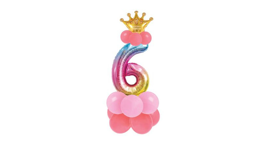 Conjunto de balão número 6 e balões coloridos 19pcs com 120cm de altura total em conjunto 1
