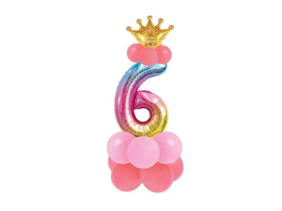Conjunto de balão número 6 e balões coloridos 19pcs com 120cm de altura total em conjunto 1