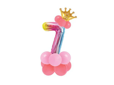 Conjunto de balão número 7 e balões coloridos 19pcs com 120cm de altura total em conjunto