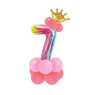Conjunto de balão número 7 e balões coloridos 19pcs com 120cm de altura total em conjunto