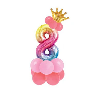 Conjunto de balão número 8 e balões coloridos 19pcs com 120cm de altura total em conjunto