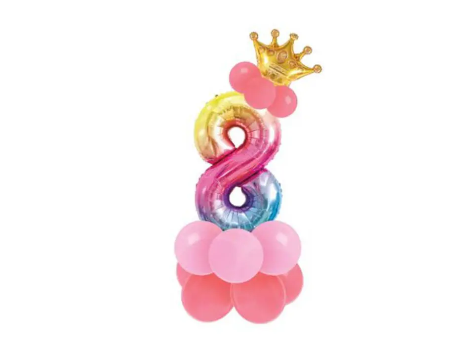 Conjunto de balão número 8 e balões coloridos 19pcs com 120cm de altura total em conjunto 1