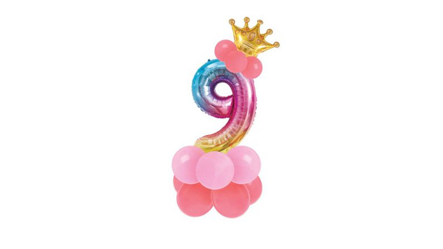 Conjunto de balão número 9 e balões coloridos 19pcs com 120cm de altura total em conjunto 1