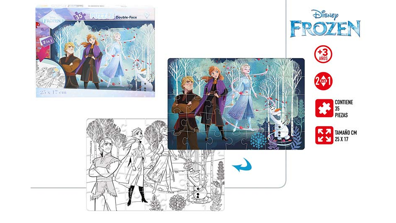 Puzzle frozen 35pcs 25x17cm 2in1 ref.115471 ref.77810 1